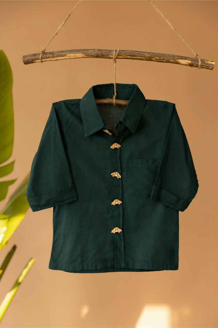 Cardy Green Shirt with car buttons - PyaraBaby