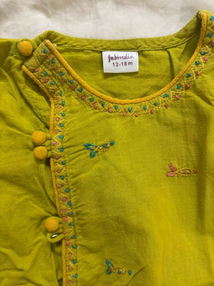FABINDIA Pure Cotton Embroidered Kurta with Dhoti Pants – Stylish, Comfortable & Festive Ethnic Wear for Kids