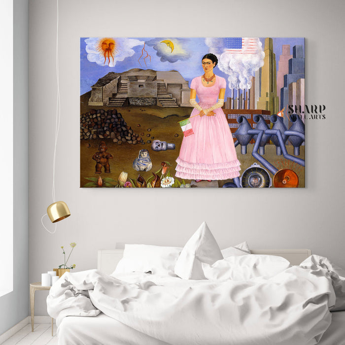 Frida Kahlo Self-Portrait On The Border Canvas Wall Art
