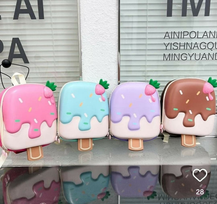 Four ice cream-themed pouches