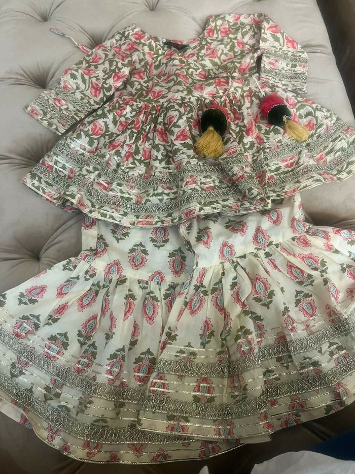 Jaipur Print Ethnic Dress with Sharara - PyaraBaby