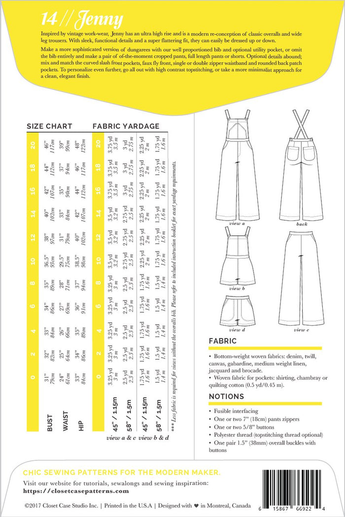 Jenny Trousers & Overall Pattern