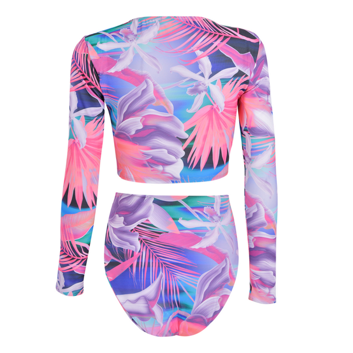 Pink Paradise Long Sleeve Cropped Rash Vest