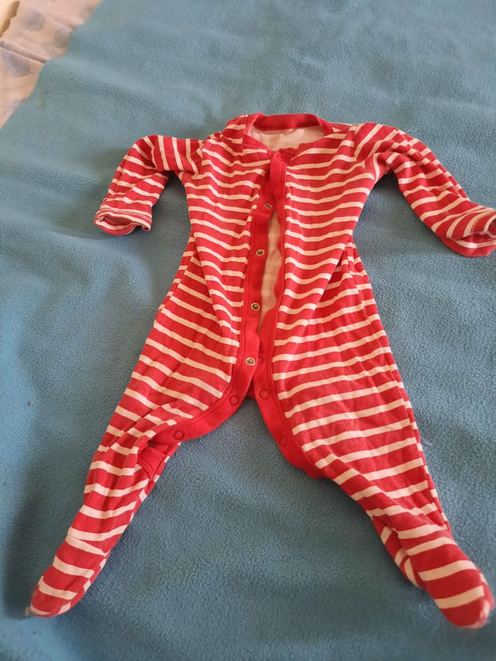 Red & White Stripe Romper For 3-6 Months Baby - PyaraBaby