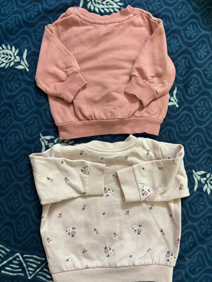 Set of 2 baby sweatshirts (H&M & Lullaby Baby) – warm, soft, and stylish for 0–5 months.