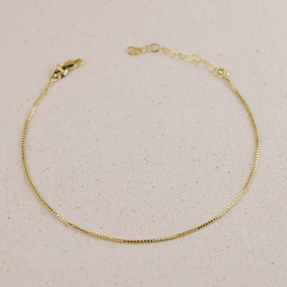 18k Gold Filled 1mm Box Anklet