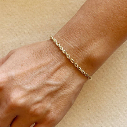 18k Gold Filled 3mm Rope Bracelet: 6 inches