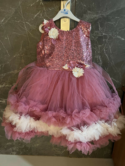 Fancy Frock(Dark Pink) for Baby Girl