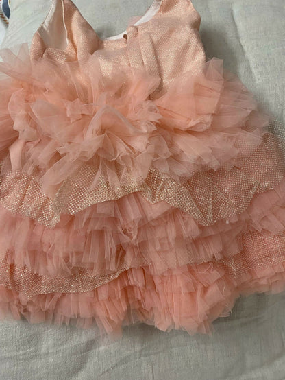 1st Birthday Peach Frock/Dress for Baby Girl - PyaraBaby