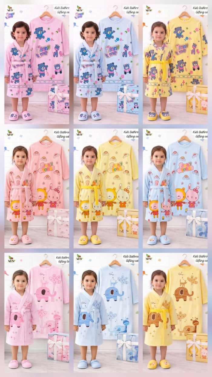 3 PCS Unique Kids Bathrobe Set