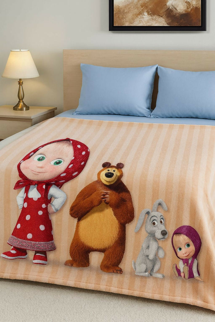 Blanket set with cartoon characters