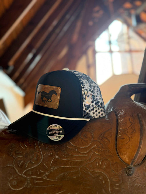 Black & Cowhide WhinneyWear Patch Hat