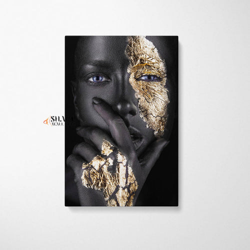 African American Gold Makeup Canvas Wall Art - SharpWallArts