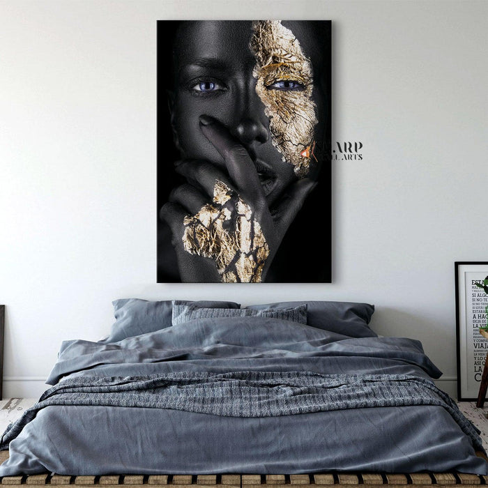 African American Gold Makeup Canvas Wall Art - SharpWallArts