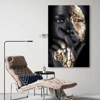 African American Gold Makeup Canvas Wall Art - SharpWallArts
