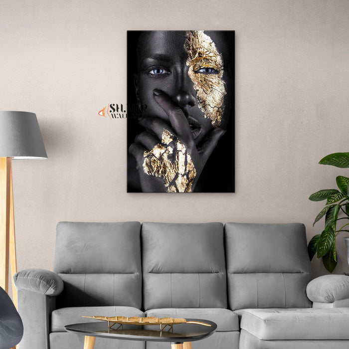 African American Gold Makeup Canvas Wall Art - SharpWallArts