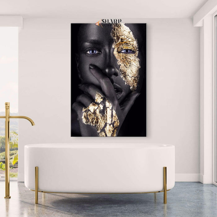 African American Gold Makeup Canvas Wall Art - SharpWallArts