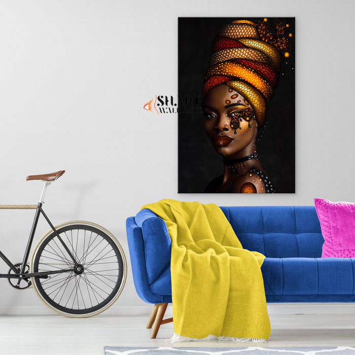 African American Woman Butterfly Canvas Wall Art