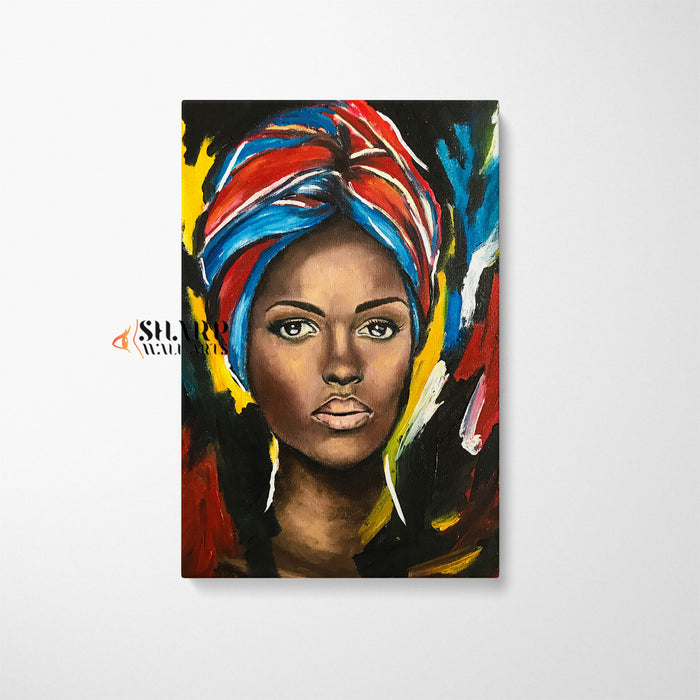 African Tribal Woman Painting Canvas Wall Art