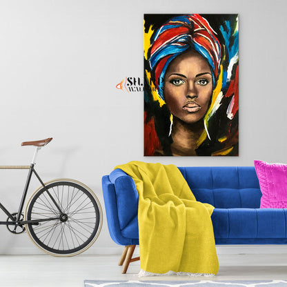 African Tribal Woman Painting Canvas Wall Art