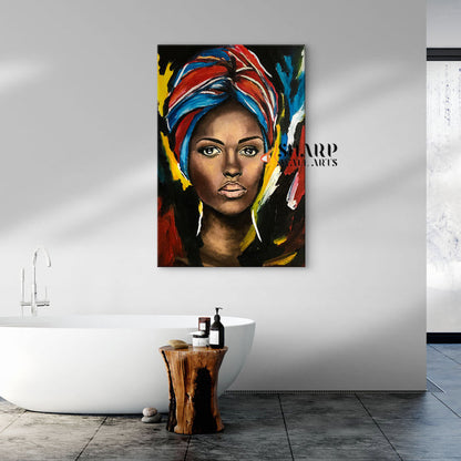 African Tribal Woman Painting Canvas Wall Art
