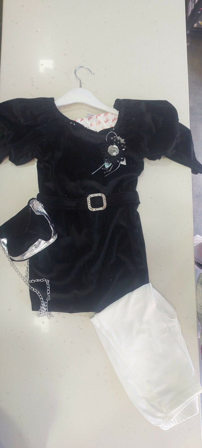 Auli/ Girl Dress With Purse & leggings