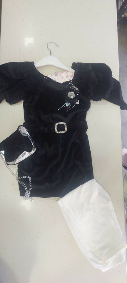 Auli/ Girl Dress With Purse & leggings