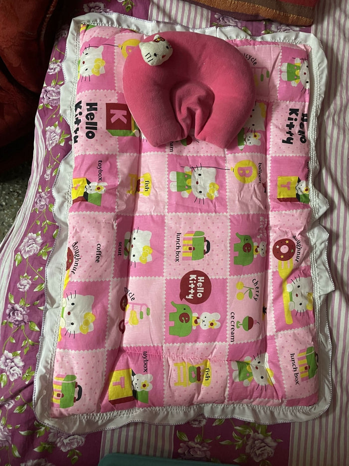 Baby Bed and Velvet Mustered Pillow Combo - PyaraBaby