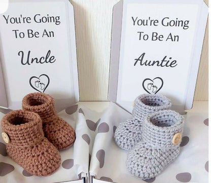 Baby Booties with Customised Printed Greeting Card – Adorable Gift Set for Newborns
