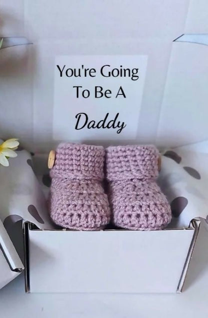 Baby Booties with Customised Printed Greeting Card – Adorable Gift Set for Newborns