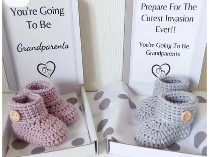 Baby Booties with Customised Printed Greeting Card – Adorable Gift Set for Newborns