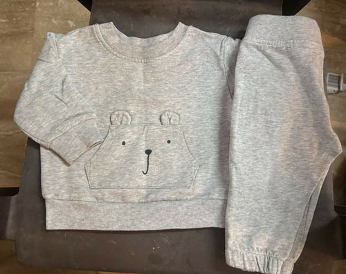 BABY GAP marl grey sweatshirt and joggers set featuring soft comfortable fabric, coordinated design, relaxed fit, and everyday style for playtime, outings, and casual wear.