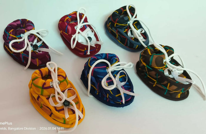 Colorful baby sandals with white laces