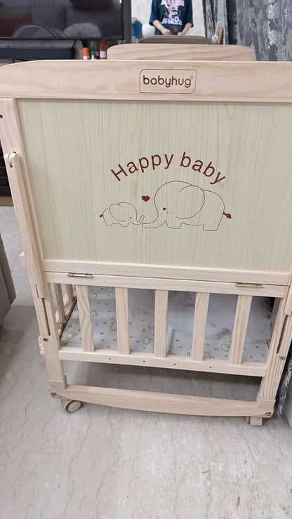 BABYHUG 6-in-1 Baby Cot/Crib with Rocking Function – Convertible Cot with Parent Bed Attachment & Storage