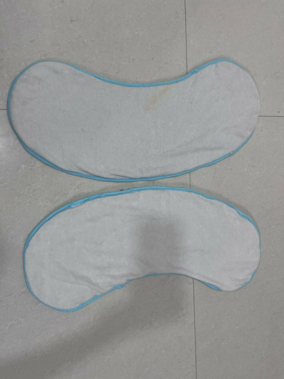 Babyhug cotton burp cloth set with bear print in navy blue and white, gently used with slight stain on one cloth, soft and absorbent fabric