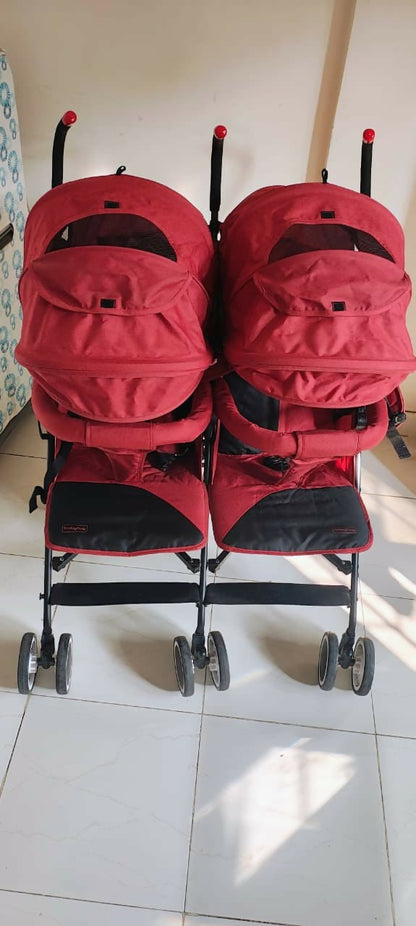 BABYHUG Deuce Twin Stroller/Pram – Red
