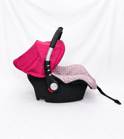 BABYHUG infant car seat carry cot with baby carrier function, rear-facing design, cushioned seat, secure safety harness, and carry handle for newborns and infants up to 13 kg.
