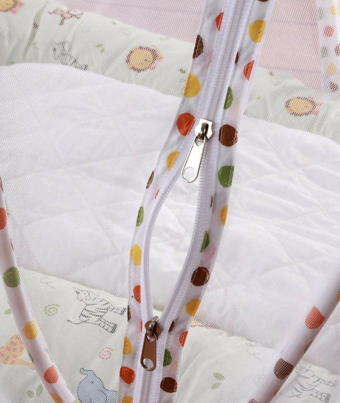 BABYHUG Premium Cotton Gadda Set with Mosquito Net – Jungle Theme Multicolor Cozy Bedding for Babies