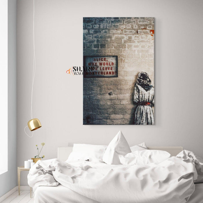 Banksy Alice Out Of Wonderland Canvas Wall Art - SharpWallArts