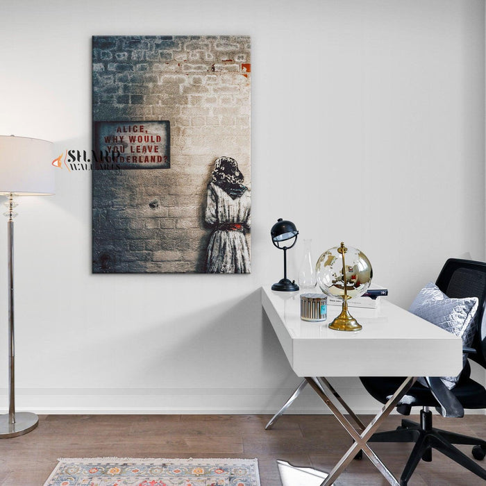 Banksy Alice Out Of Wonderland Canvas Wall Art - SharpWallArts