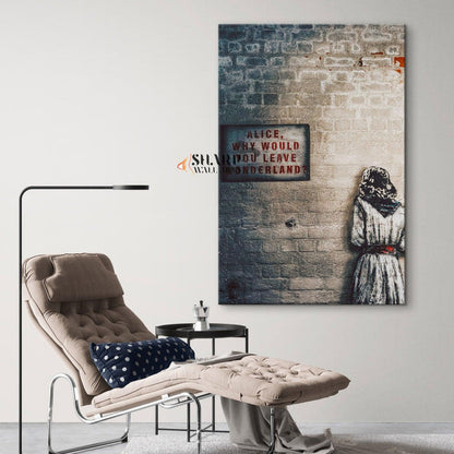 Banksy Alice Out Of Wonderland Canvas Wall Art - SharpWallArts