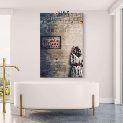 Banksy Alice Out Of Wonderland Canvas Wall Art - SharpWallArts