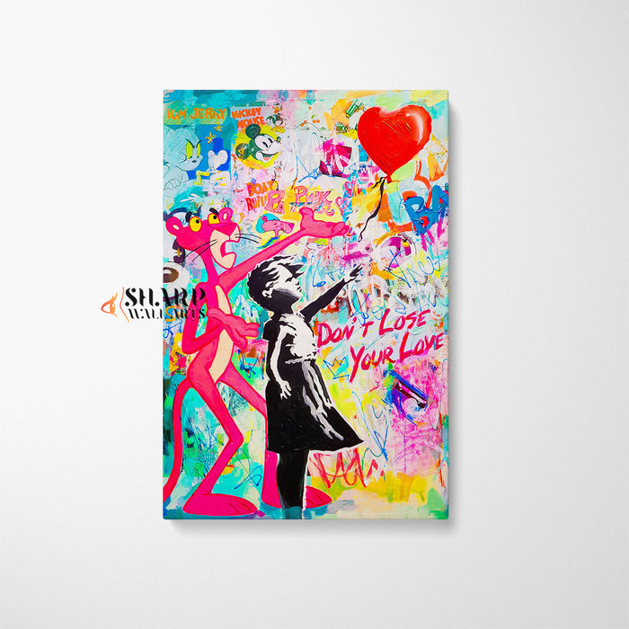 Banksy Balloon Girl Don't Lose Your Love Canvas Wall Art