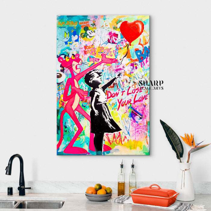 Banksy Balloon Girl Don't Lose Your Love Canvas Wall Art