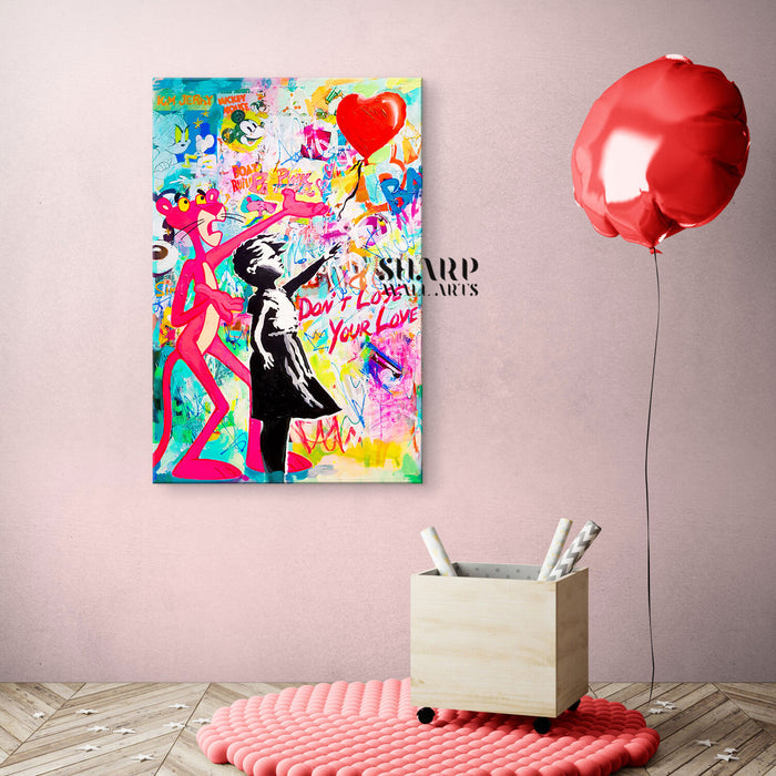 Banksy Balloon Girl Don't Lose Your Love Canvas Wall Art