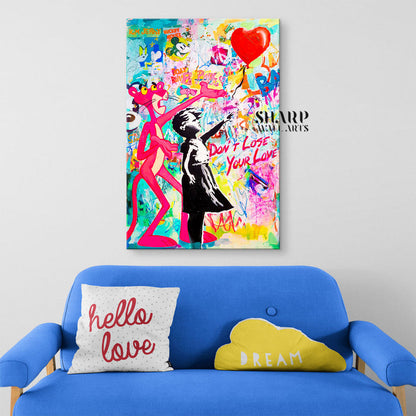Banksy Balloon Girl Don't Lose Your Love Canvas Wall Art