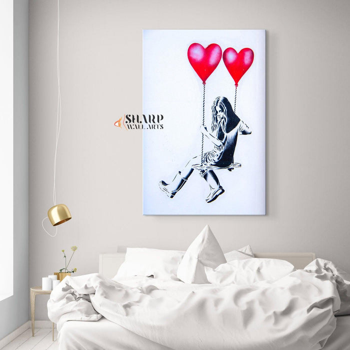 Banksy Balloon Girl Swing Canvas Wall Art - SharpWallArts