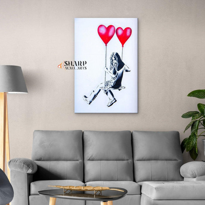 Banksy Balloon Girl Swing Canvas Wall Art - SharpWallArts
