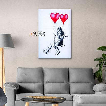 Banksy Balloon Girl Swing Canvas Wall Art - SharpWallArts