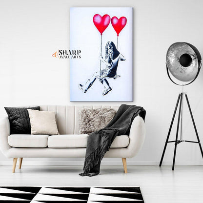 Banksy Balloon Girl Swing Canvas Wall Art - SharpWallArts